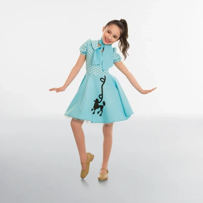 Image of Bristol Novelty CC549 Poodle Dress, Girls, Blue, Age 6 8 Years Old