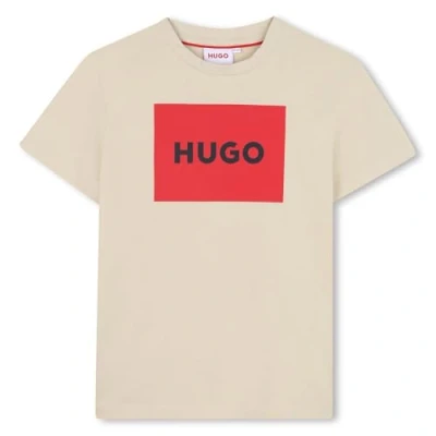 Image of HUGO Kids Short Sleeves TEE Unisex Print Tshirt for kids, Size: 6y, Stone
