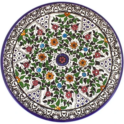 Image of Armenian Ceramic Decorated Plate, Floral Motif, 27 Centimetres