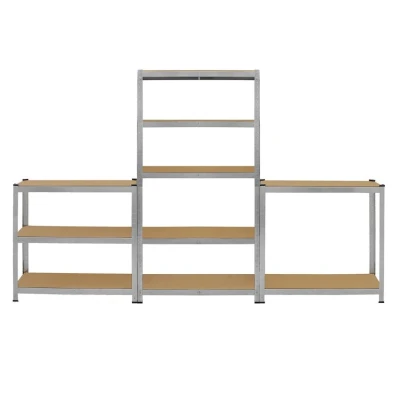 Image of 6 x Silver Racking Bay Units 5 Tier &amp; Heavy Duty Galvanised Steel 175kg Capacity Per Shelf Garage Shelves Storage Warehouse Shed Workshop Boltless 90cm 30cm 180cm