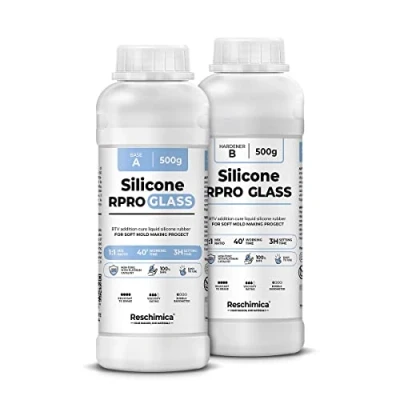 Image of Translucent Silicone rubber 1:1 R PRO GLASS, for DIY moulds, non toxic and odourless, Ideal resin, wax, plaster concrete molds (1 kg)