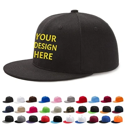 Image of Personalised Baseball Cap, Custom Snapback Hat with Embroidery Text Logo and Print Photo, Personalized Hip Hop Flat Brim Hats, Gift for Man Woman Friend