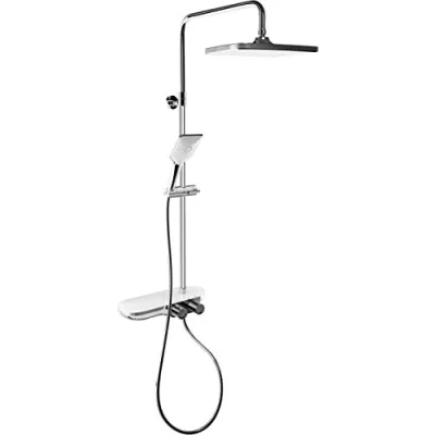 Image of Cornat TECBW3424 Great Complete Shower System Chrome Plated with Thermostatic Fitting and Glass Shelf Hand 3 Jet Types: Normal &amp; Massage Anti limescale Variable Riser/Shower