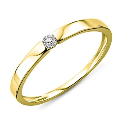 Image of MIORE diamond solitaire engagement ring in 9 kt 375/1000 yellow gold with 0.05 ct brilliant cut natural