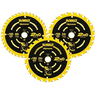Image of Dewalt DT10397 QZ Elite Series Circular Saw Blade 2X165mm 24T 1X165mm 40T 3 Pack