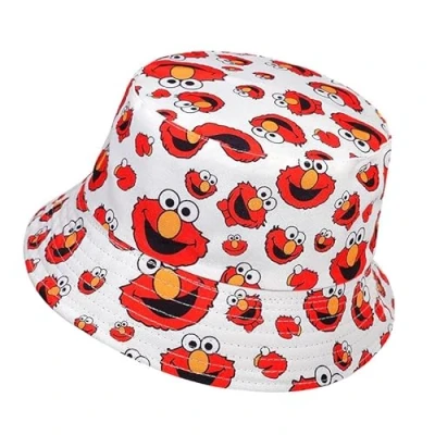Image of KGM Cool Cartoon Beard Print Festival Holiday Sun Bucket hat (White)