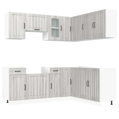 Image of vidaXL 11 Piece Lucca Grey Sonoma Kitchen Cabinet Set, Engineered Wood Adjustable Feet, Ample Storage