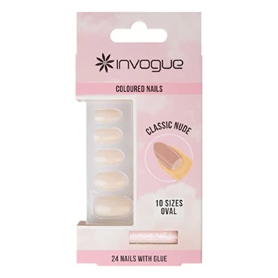 Image of Invogue Coloured Oval Nails Classic Nude (24 Pieces)