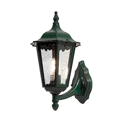 Image of Firenze Outdoor Classic Large Lantern Up Wall Light Shiny Green, IP43