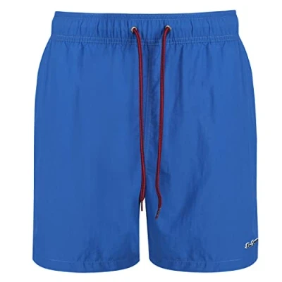 Image of Ben Sherman Mens Swim Shorts in Dark Blue Medium Length, Classic Style Polyamide Quick Dry with Elasticated Waistband Draw Strings