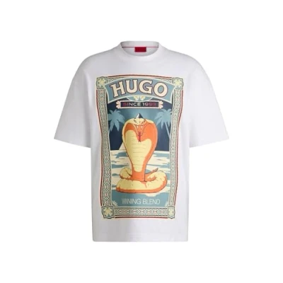 Image of HUGO Dicobri Print Tshirt, Men&#039;s, Size: Medium, White