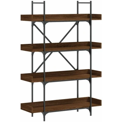 Image of vidaXL Bookcase 4 Tier Brown Oak 100x33x145.5 cm Engineered Wood