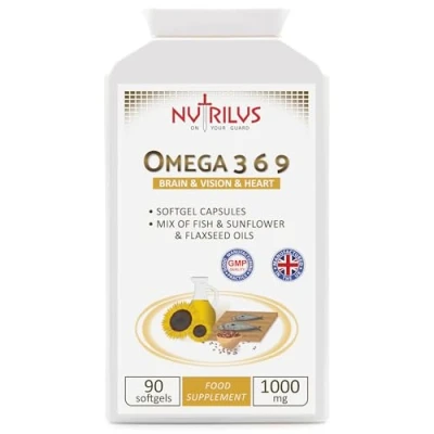Image of Omega 3 6 9 Fish &amp; Vegetable Oil Mix 90 Softgel Capsules 1000mg EPA DHA ALA Brain, Vision, Heart Health Supplement