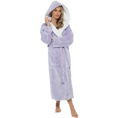 Image of KATE MORGAN Ladies Soft, Comfy &amp; Cosy Dressing Gown (Small, Heather/Shimmer)