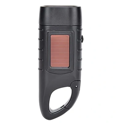 Image of ciciglow Emergency Flashlight, AT5503 Portable Hand Crank Solar Powered Flashlight LED Dynamo Torch for Outdoor Camping(Black)