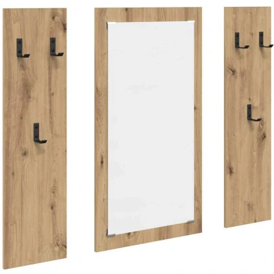 Image of vidaXL Wall mounted Coat Rack with Storage Mirror Artisan oak Engineered wood