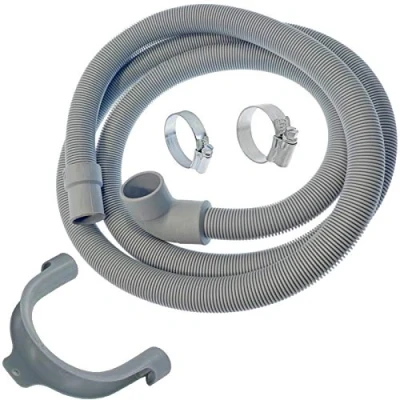 Image of SPARES2GO Drain Hose Pipe + Screw Clips for Indesit Washing Machine (20mm / 30mm 2 Metres)