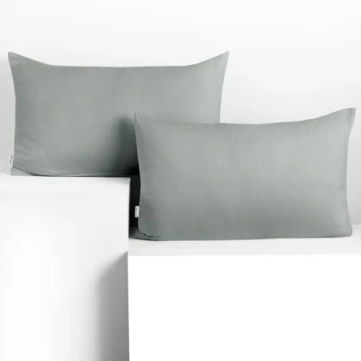 Image of DecoKing 2 Pillowcases 50 x 60 cm Jersey Cotton Zip Steel Silver Grey Amber