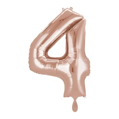 Image of Amscan 3659801 Mid Size Number 4 Rose Gold
