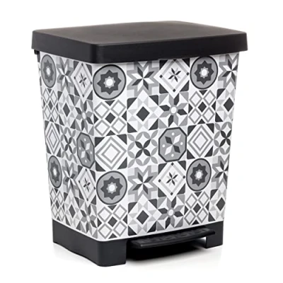 Image of Tatay Cubik Pedal Bin, 23L Capacity, Retractable Pedal, Polypropylene, BPA Free, 30L Trash Bag. Hydraulic Style. Measures 33.5 x 30 39cm