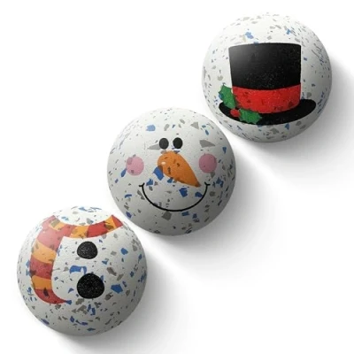 Image of SPORTSPET High bounce Natural Recycled Rubber Dog Ball Christmas Snowman Stack Toy 3 pack