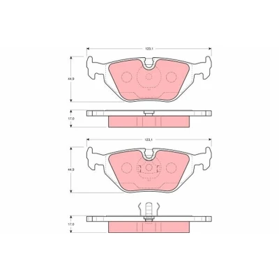 Image of 1162446, 1165233, 34211162446, 34211165233, 34216761238 Brake pad set TRW GDB1343 prepared for wear indicator BMW: 3 Saloon, Z3 Roadster, Coupe