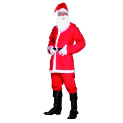 Image of Smiffys Men&#039;s Deluxe Santa Suit Costume, Father Christmas Outfit with Jacket, Trousers, Beard, Hat &amp; Belt, Perfect for Fancy Dress Holiday Parties, Adult Up Outfits, Medium