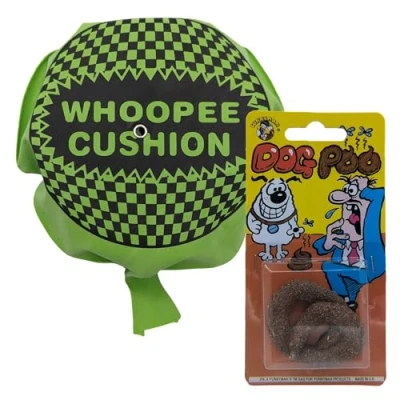 Image of ihoot Self Inflating Whoopee Cushion &amp; Fake Dog Poo 2 in 1 Bundle Party Bag Fillers for Kids, Stocking Kids Prank Kit Boys