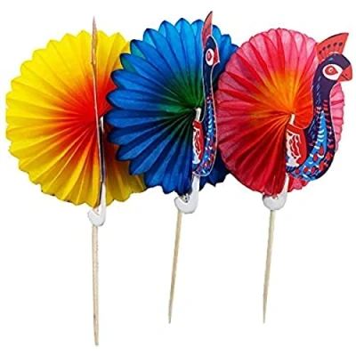 Image of 50pcs Peacock Sticks Cocktail Picks, Drink Fruit Cake Picks Party Decor Goldfish Wedding Decorations