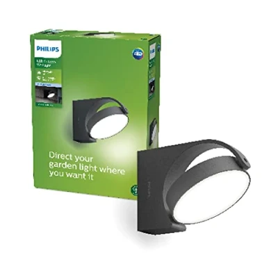 Image of Philips Mimosa Outdoor Wall Light (7 W), Weatherproof with Moving Panel and Cool White LED Lighting, Anthracite, 4,000 Kelvin