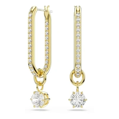 Image of Swarovski Constella earrings Green, Gold tone plated