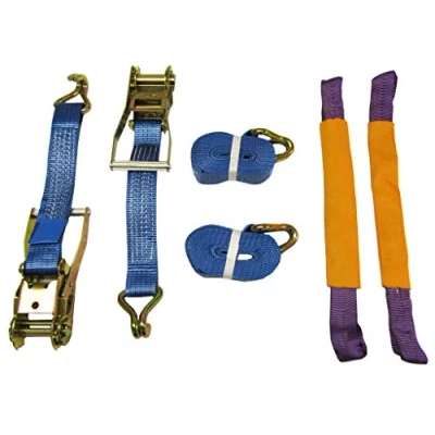 Image of Recovery Ratchet Sets 50MM 6M 5T X2 (Round Slings Tie Down Straps Truck Lashing Wheel Claw Hook)