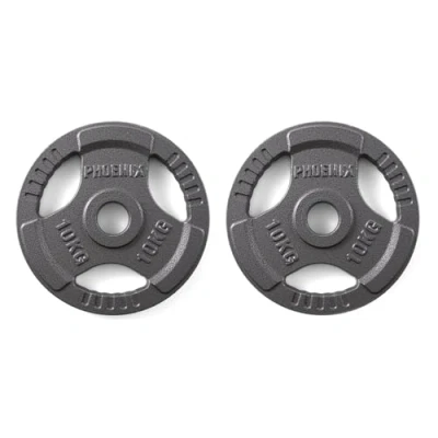 Image of Phoenix Fitness Cast Iron Olympic Weight Plates 2 Inch Free Plate for Barbell Dumbbell Bars, Weightlifting &amp; Strength Training at Home Gym Pair, 10kg