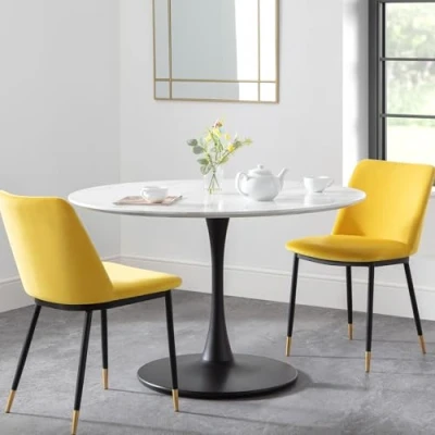 Image of Julian Bowen Holland Round Pedestal Table, Black &amp; White