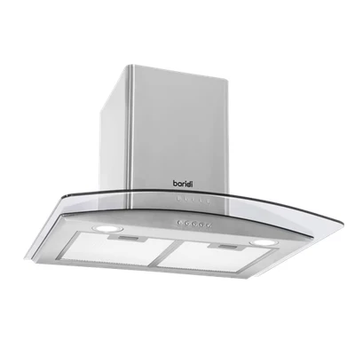 Image of Baridi 60cm Curved Glass Cooker Hood with Carbon Filters, LED Lights, Stainless Steel DH128