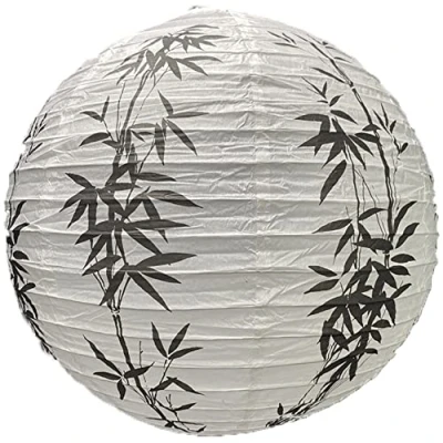 Image of Bamboo Round Lamp Shade 16inch Paper Lantern Chinese Oriental Style Light Restaurant Party Home Decoration