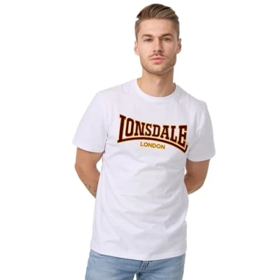 Image of Lonsdale Men&#039;s Slim Fit Classic T Shirt White, Medium