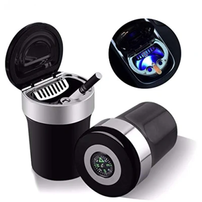 Image of Auto Car Ashtray Portable with Blue LED Light Smokeless Smoking Stand Cylinder Cup Holder