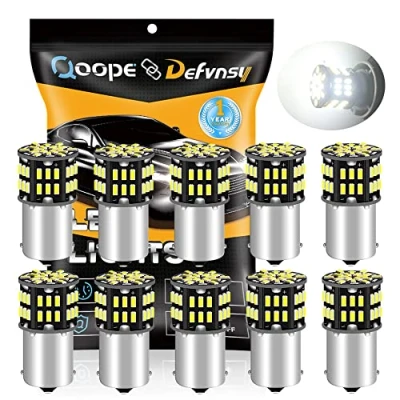 Image of Defvnsy LED Bulb P21W 1156 BA15S, 6000K White 12V Bulbs Replacement for RV Trailer Boat Yard Interior Lighting Reverse Tail Light, 3014 54SMD 1003 1141 1073 7506 Light (10 Pack)