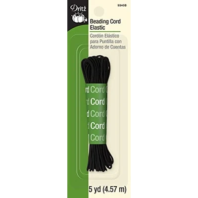 Image of Dritz 9340B Beading Cord Elastic, Black, 1/16 Inch by 5 Yard