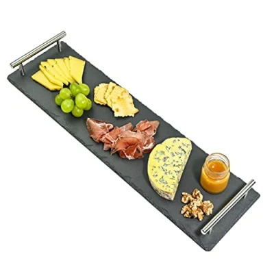 Image of Praknu Slate Serving Plate with Handle 50 x 15 cm Large Ideal for Non Slip Real Natural Long XXL