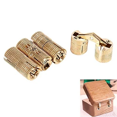 Image of 4Pcs Invisible Hinges, Brass Barrel Hinges Concealed for DIY Jewelry Box Small Wooden Box(10mm)