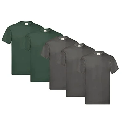 Image of Fruit of the Loom Men&#039;s Original T Shirt (Pack 1), 3graphite 2 Bottle Green + 1 Hl Purchase Notepad, L
