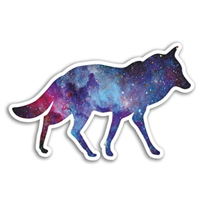 Image of 2 x 10cm Space Wolf Vinyl Stickers Wolves Wild Sticker Laptop Luggage #18337 (10cm Wide)