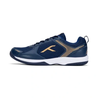 Image of HUNDRED Men&#039;s Court Star Sneaker, Navy/Gold, 6 UK