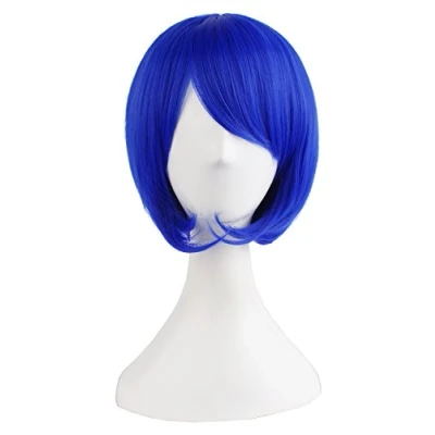 Image of MapofBeauty 12&quot;/30cm Short Straight Side Bangs Wig (Navy Blue)