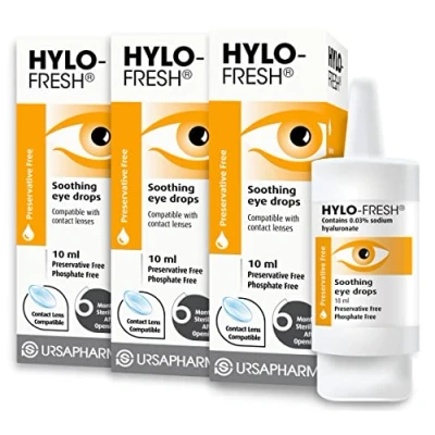 Image of HYLO Fresh Triple Pack Preservative Free Soothing, Lubricating Eyedrops for Irritated or Mild Dry Eye 3x10ml