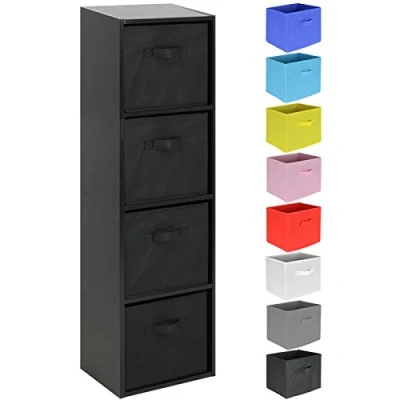 Image of Hartleys 4 Tier Black Cube Unit Choice of Storage Boxes