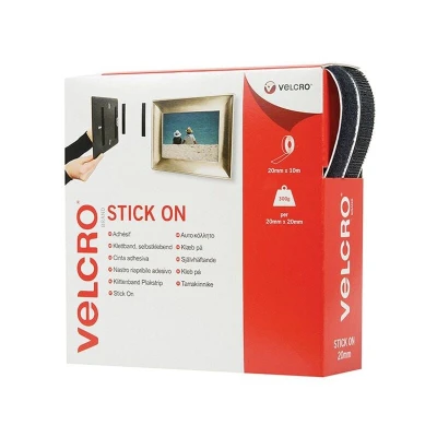 Image of VELCRO Brand Stick On Tape 20mm x 10m Black VEL60220