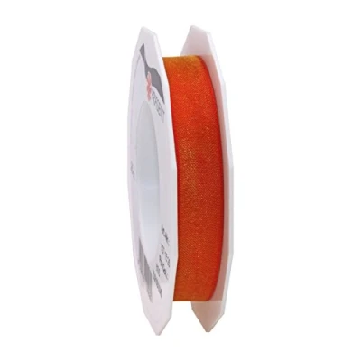 Image of C.E. Pattberg Präsent Four Seasons Organza wired edge Ribbon Blazing Red 15 mm width, 25 m length